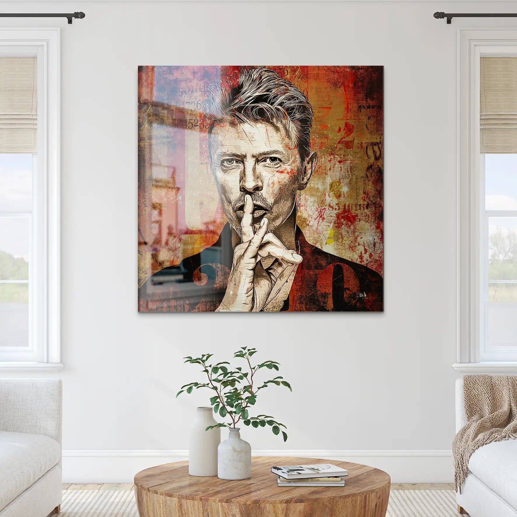 David Bowie Abstrakt Red Style Alu Gebürstet Bild INGALERIE