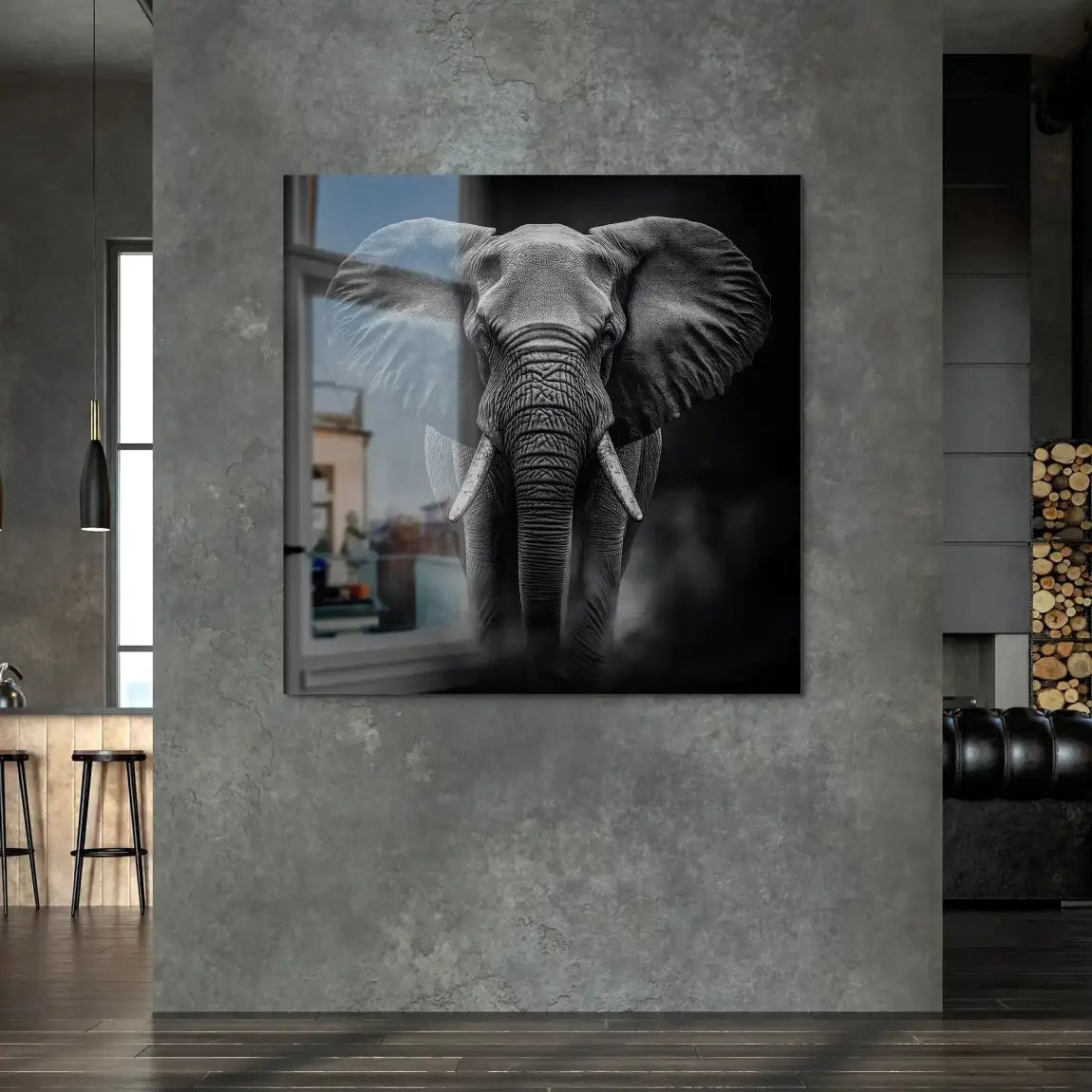 Elefant Black Style Alu Gebürstet Bild INGALERIE