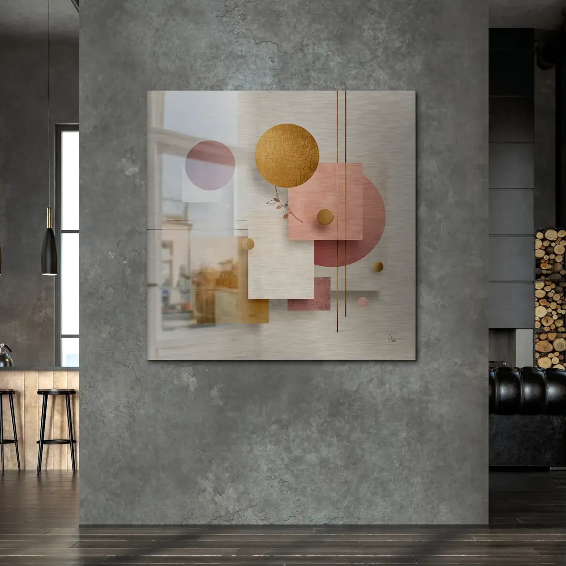 Golden Geometry Alu Gebürstet Bild