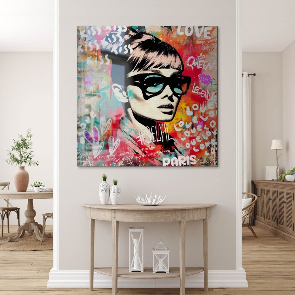 Audrey Hepburn Graffiti Alu Gebürstet Bild INGALERIE