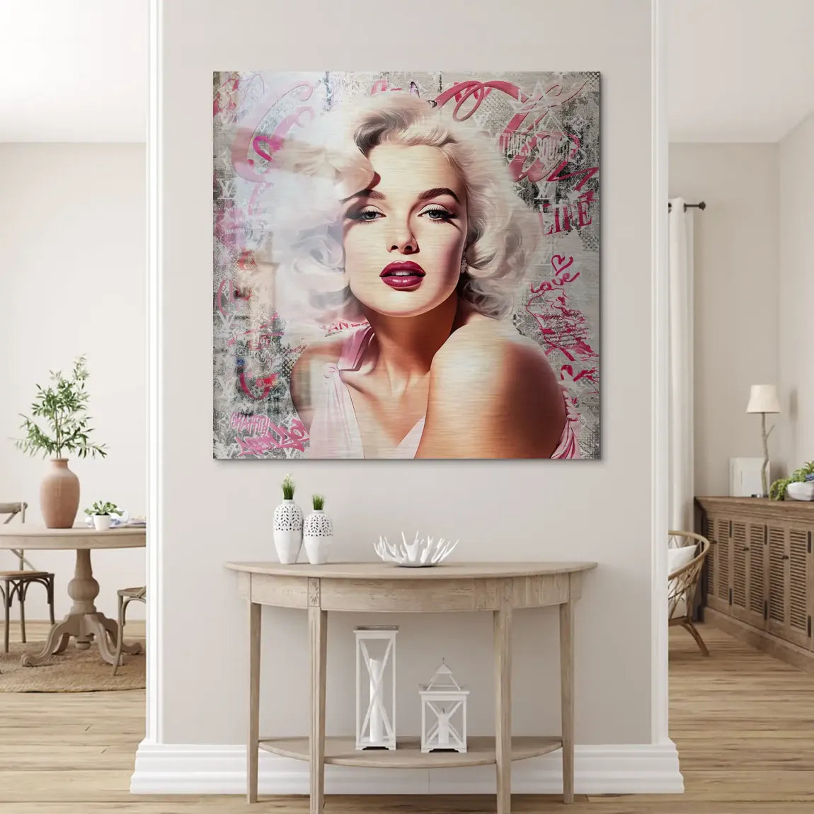 Marilyn Glam in Pink Alu Gebürstet Bild INGALERIE