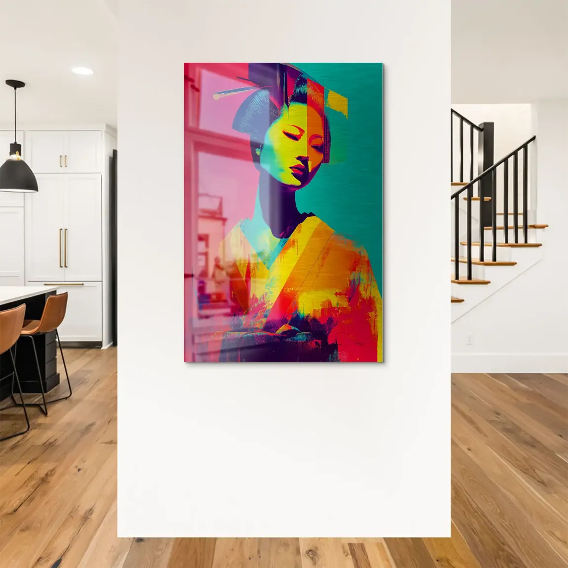 Geisha Pop Art Alu Dibond Bild gebürstet