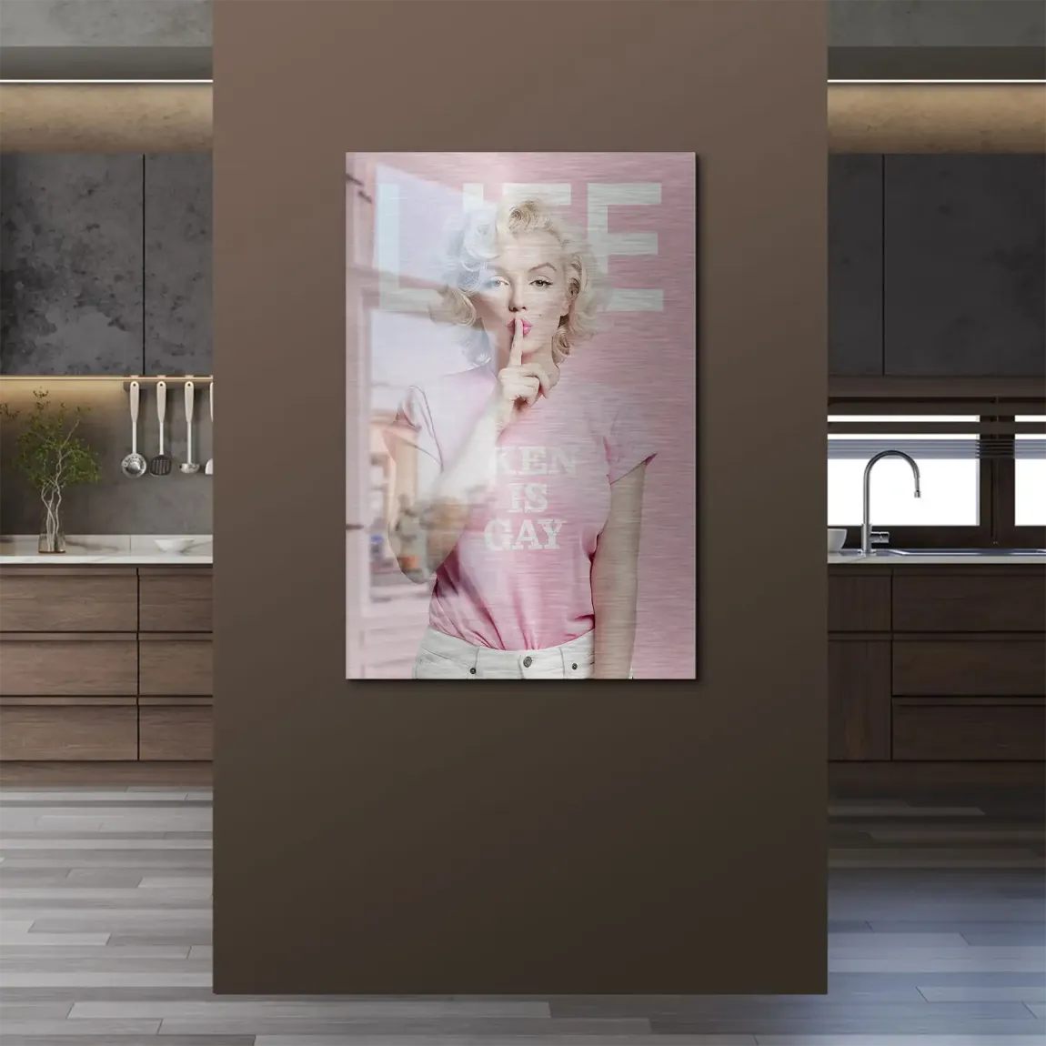 Marilyn Monroe Ken is Gay Aluminiumbild gebürstet