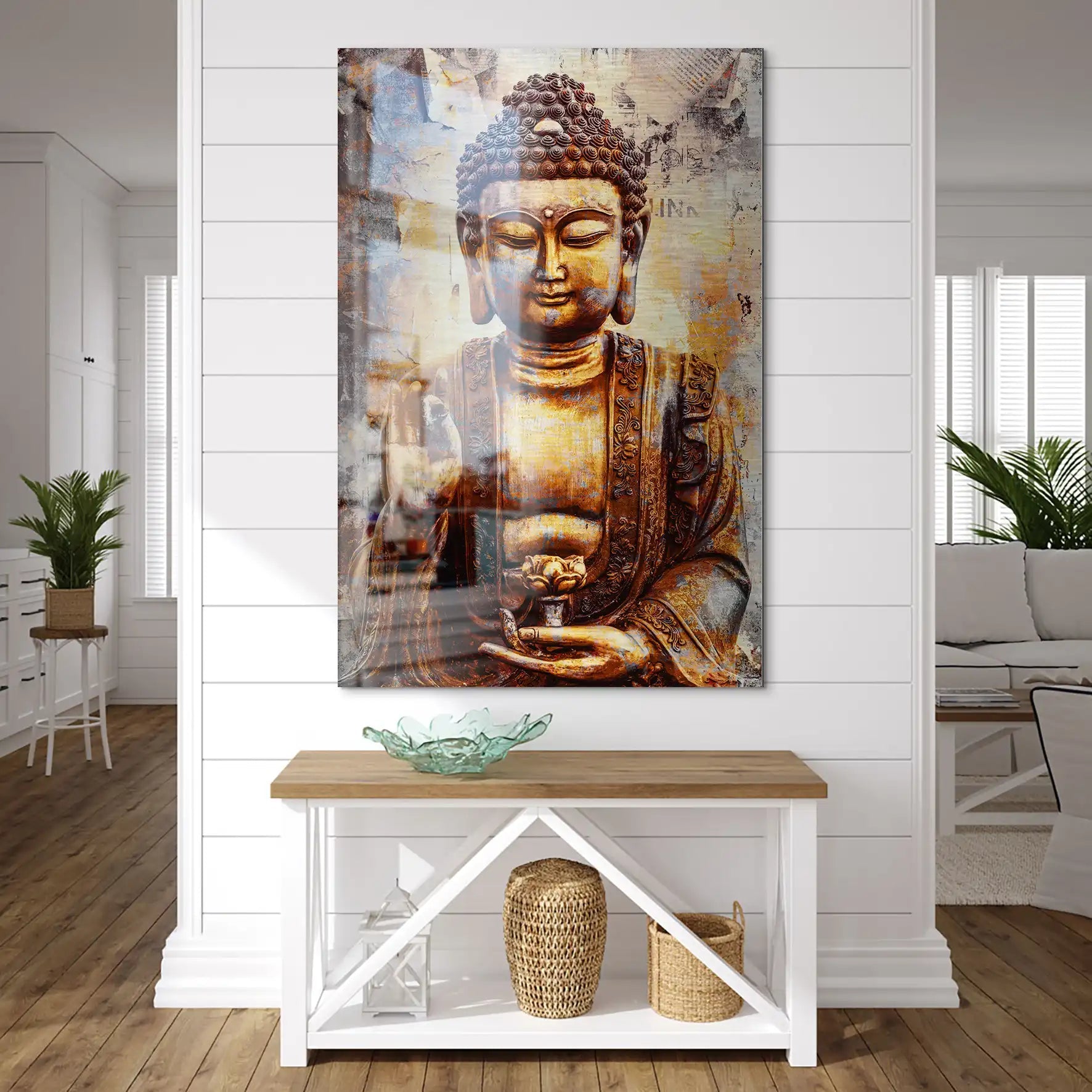 Buddha Retro Style AluDibond Gebürstet INGALERIE