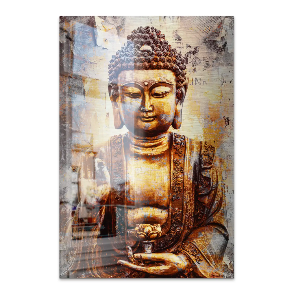 Buddha Retro Style AluDibond Gebürstet INGALERIE