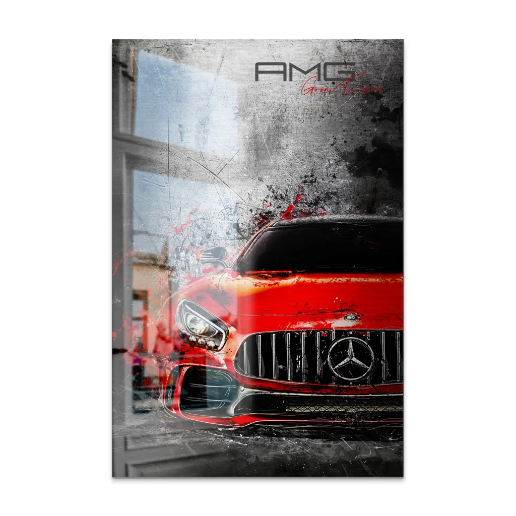 Mercedes AMG GT Red Style AluDibond Gebürstet INGALERIE