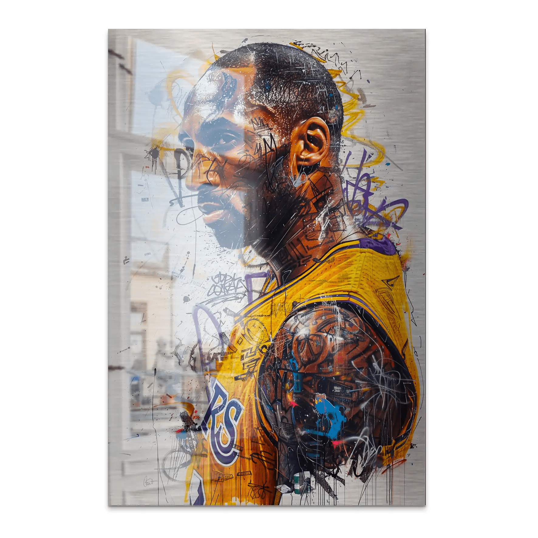 Kobe Basketball Graffiti AluDibond Gebürstet INGALERIE