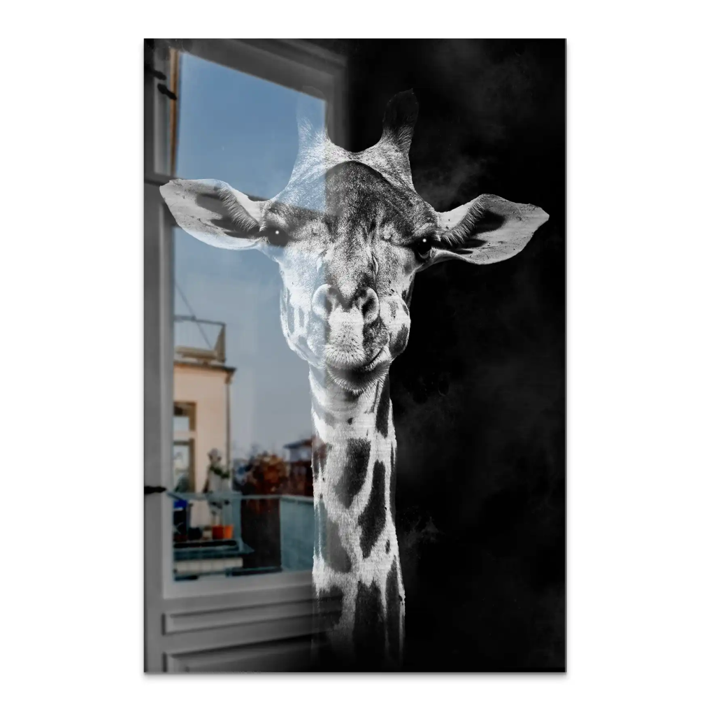 Giraffe Abstrakt Black Style AluDibond Gebürstet INGALERIE