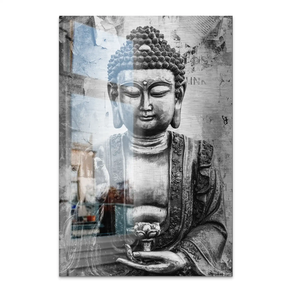 Buddha Black Style AluDibond Gebürstet INGALERIE