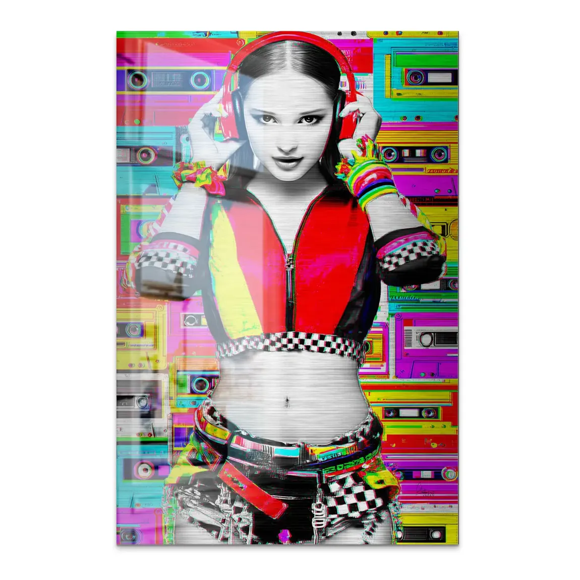 Retro DJ Girl Alu Dibond Bild gebürstet