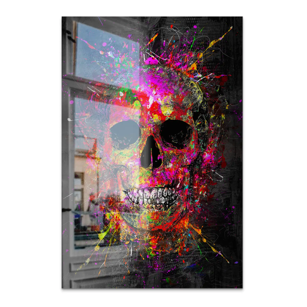 Totenkopf Abstrakt Color Art AluDibond Gebürstet INGALERIE