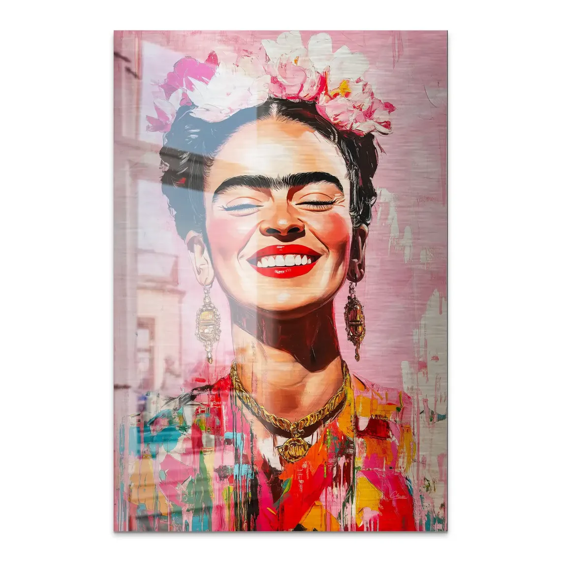 Frida Kahlo Happy Smile Alu Dibond Bild gebürstet