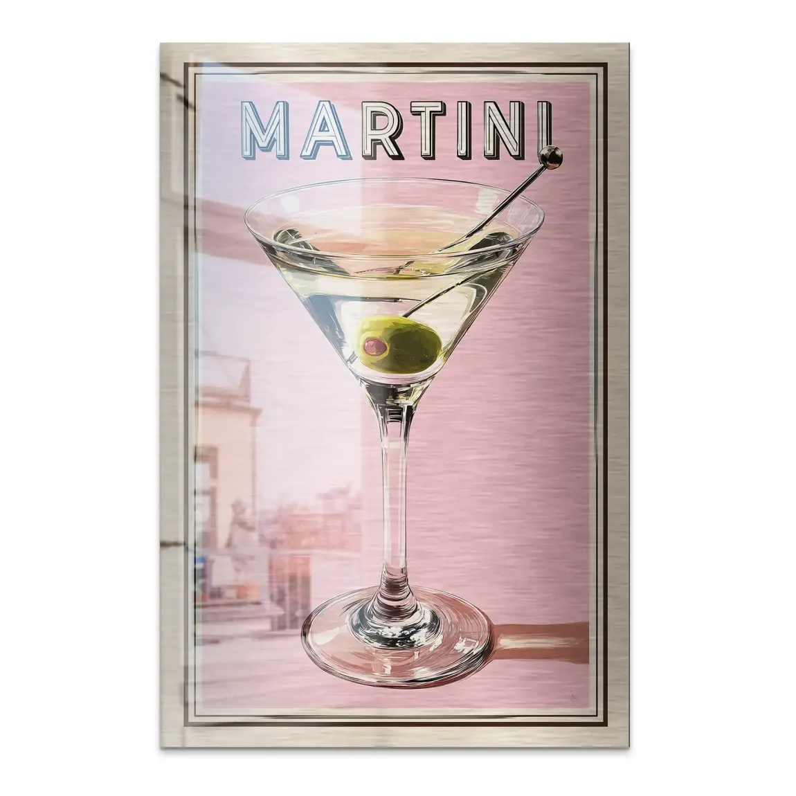 Martini Retro Art Alu Dibond Bild gebürstet