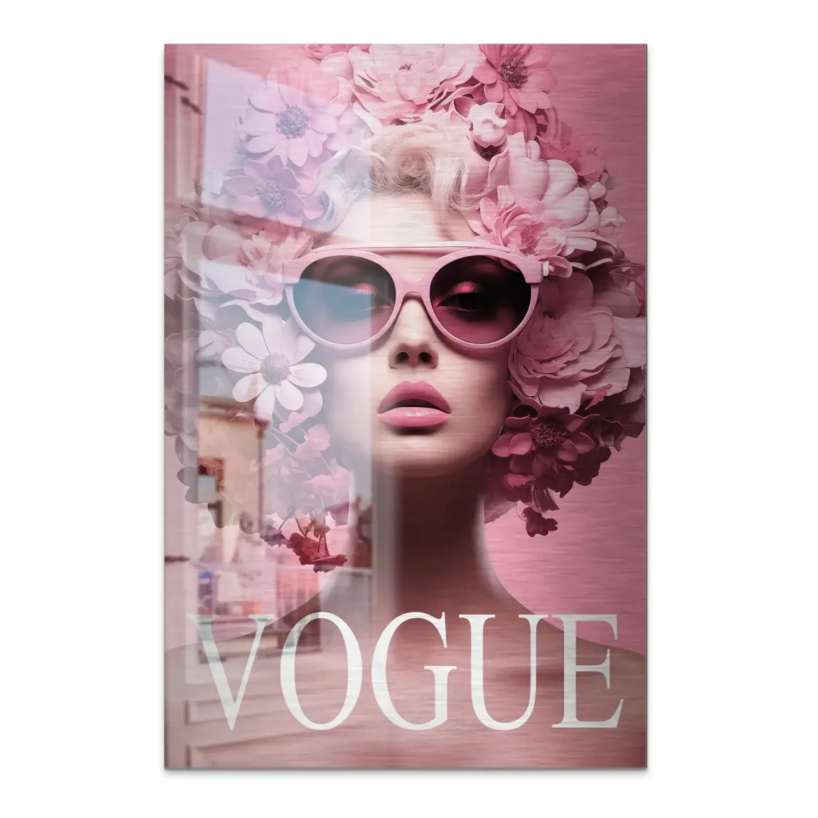 Floral Pink Vogue Alu Dibond Bild gebürstet