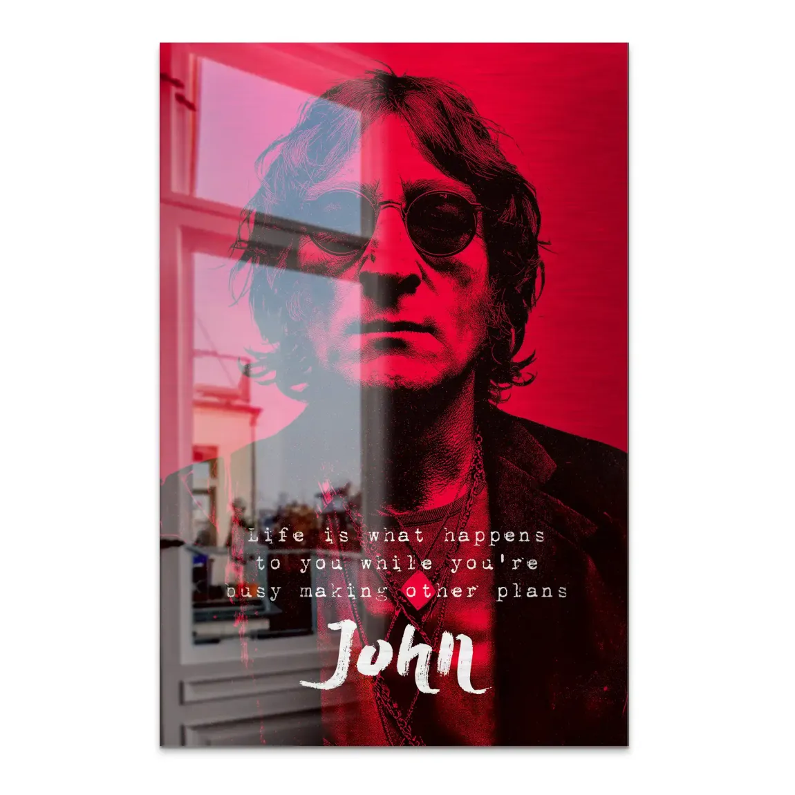 Lennon Red Vision Alu Dibond Bild gebürstet