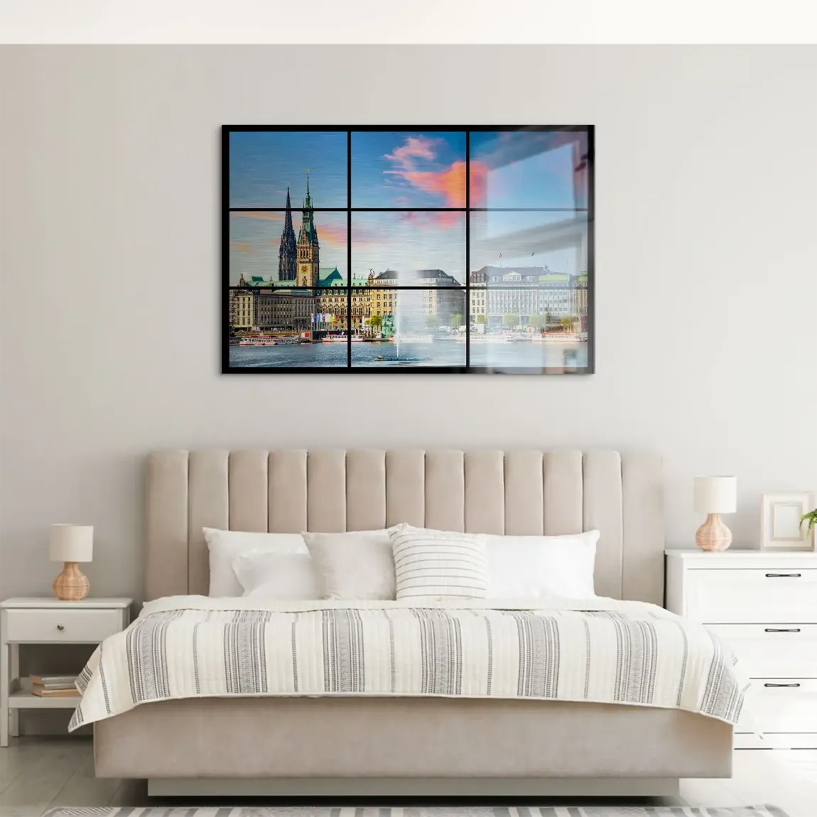 Sunset View Hamburg AluDibond Gebürstet
