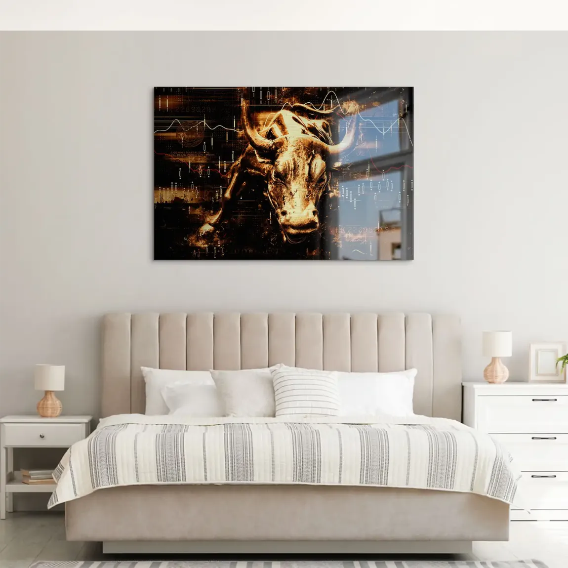 Börsenbulle Retro Art Aluminiumbild gebürstet