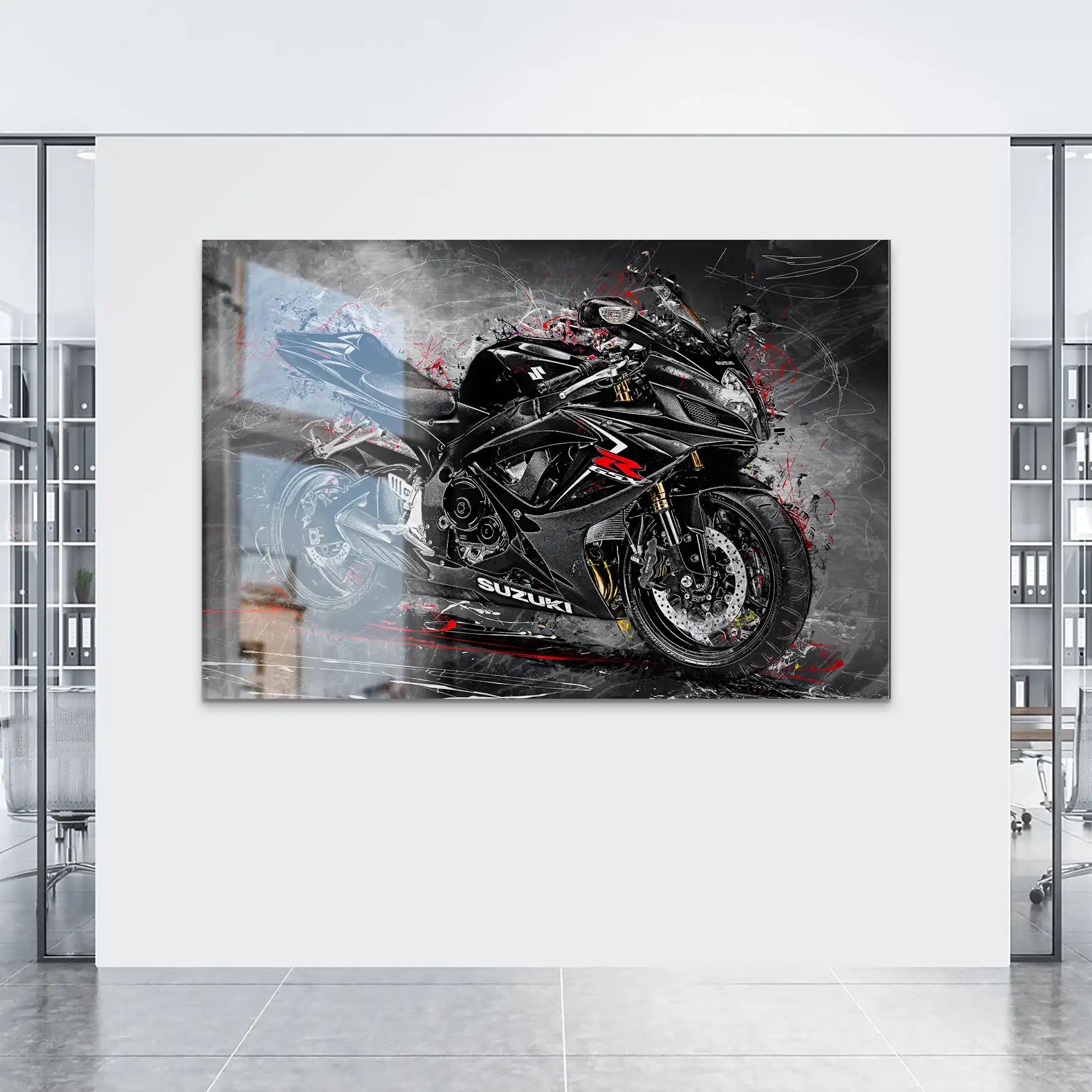 Suzuki GSXR 600 Abstrakt Black AluDibond Gebürstet INGALERIE