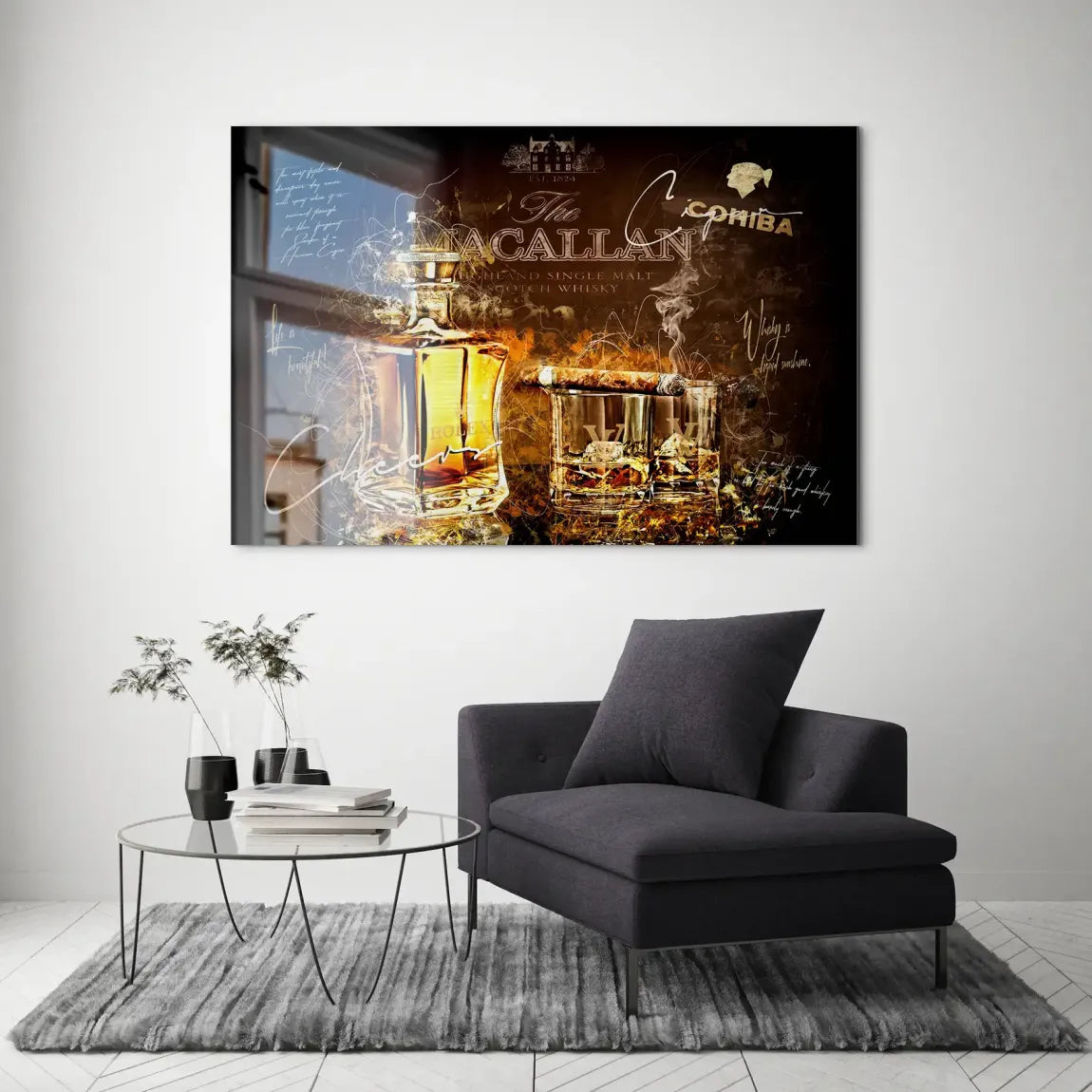Whisky Lounge Art Alu Dibond Gebürstet INGALERIE