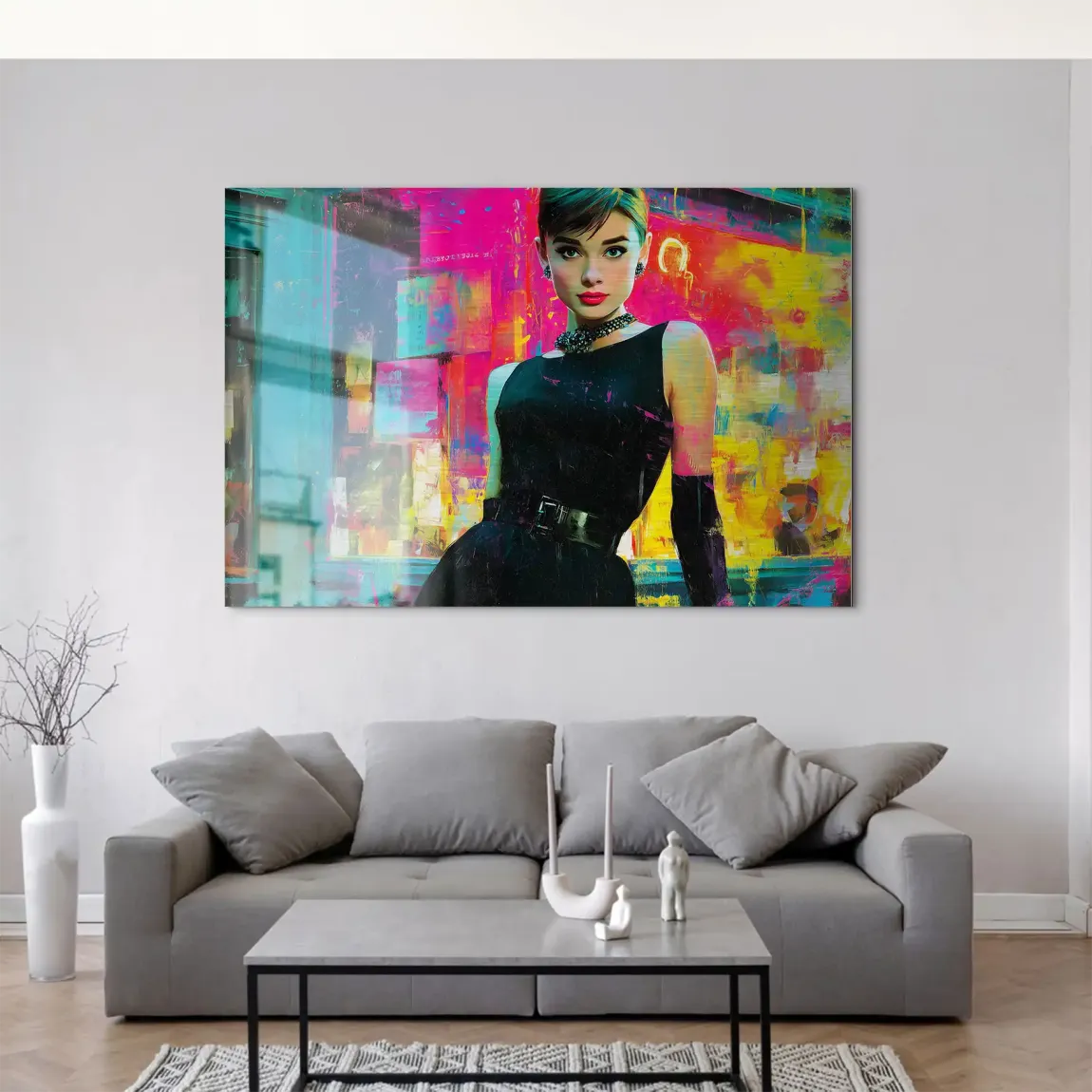 Audrey Hepburn Midnight Elegance AluDibond Gebürstet