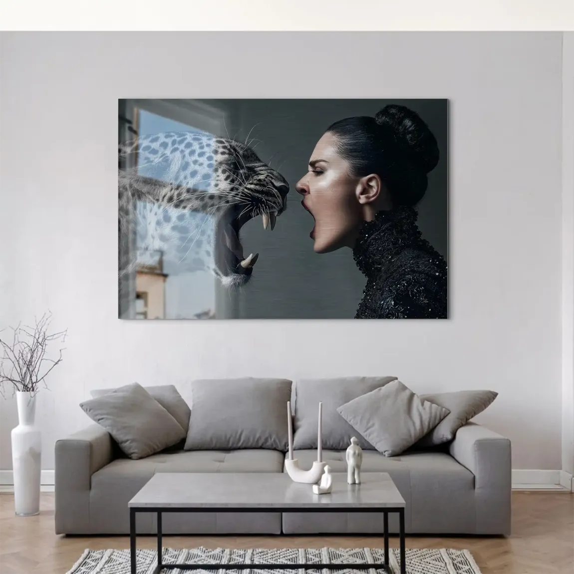 Wild Leopard Woman AluDibond Gebürstet