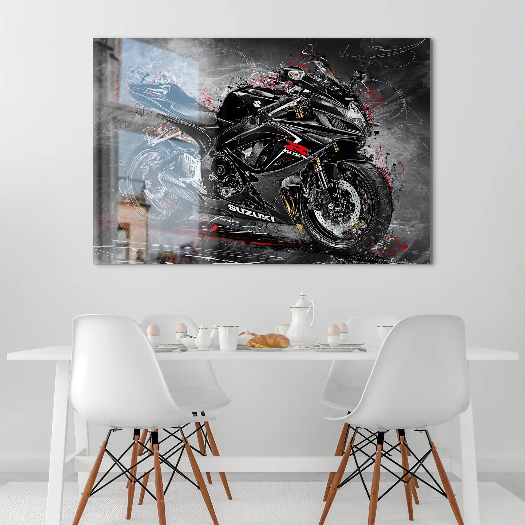 Suzuki GSXR 600 Abstrakt Black AluDibond Gebürstet INGALERIE