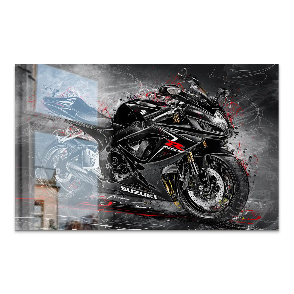 Suzuki GSXR 600 Abstrakt Black AluDibond Gebürstet INGALERIE