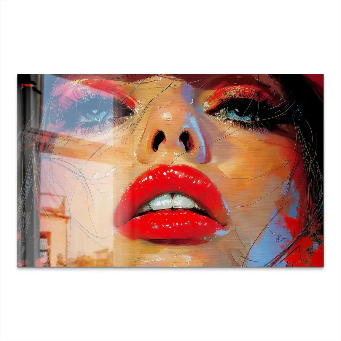 Red Lips Abstrakt AluDibond Gebürstet INGALERIE