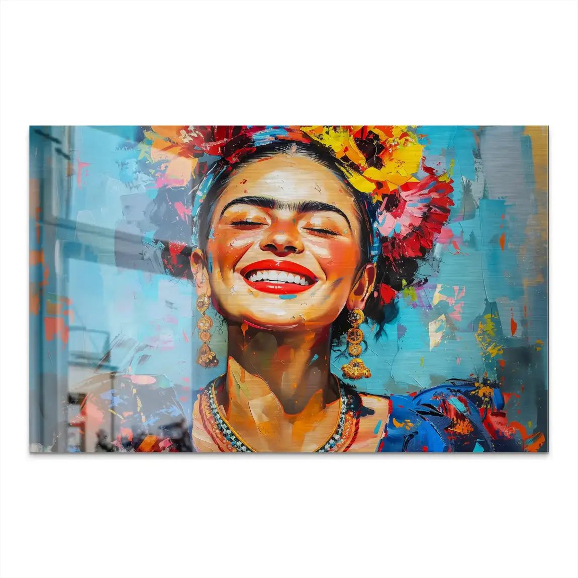 Lachende Frida Kahlo Nr.2 AluDibond Gebürstet INGALERIE