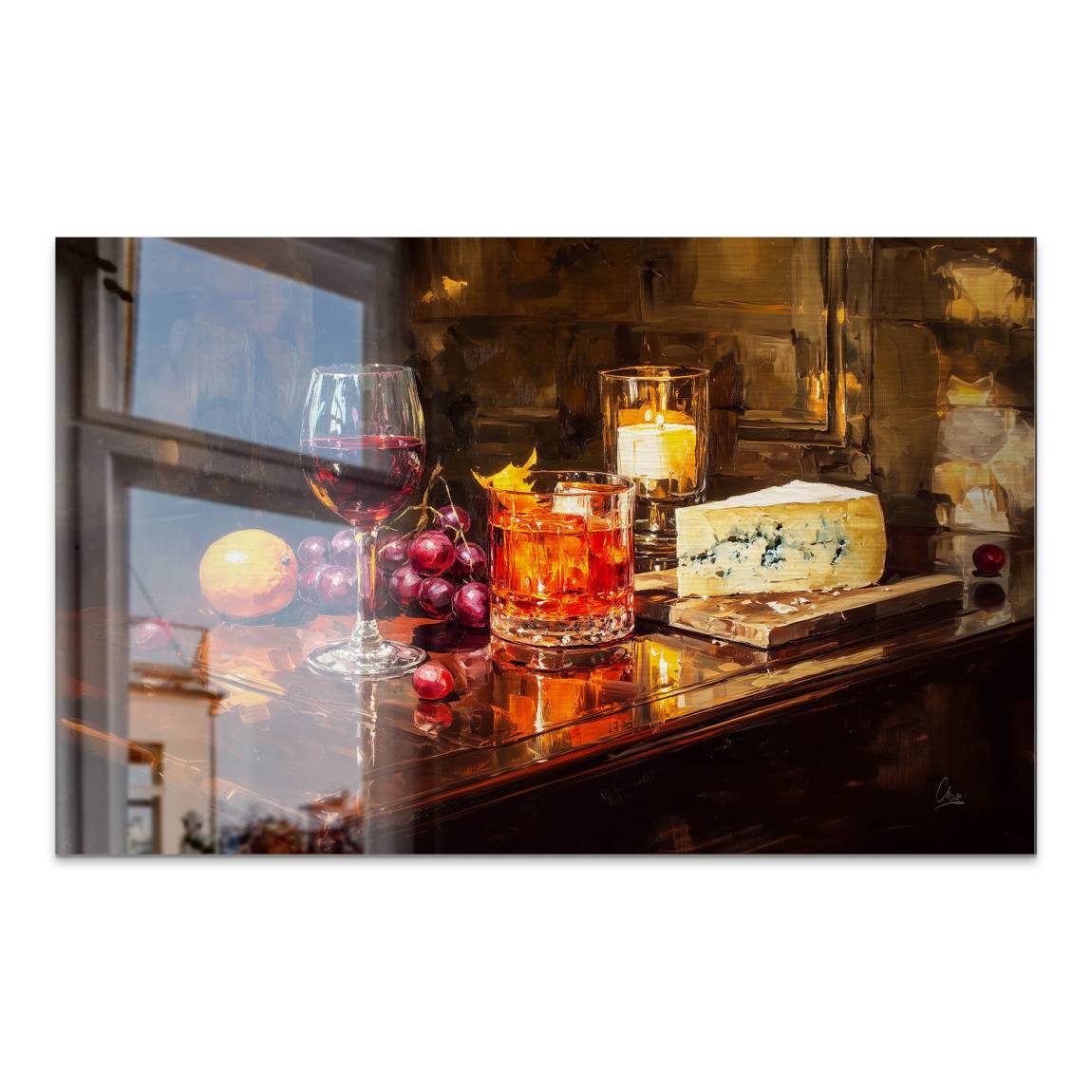 Wein im Licht Alu Dibond Gebürstet Bild