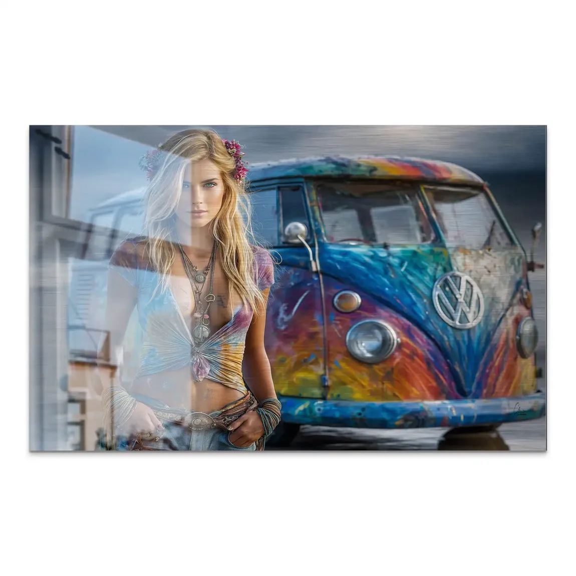 VW Bulli Beauty AluDibond Gebürstet