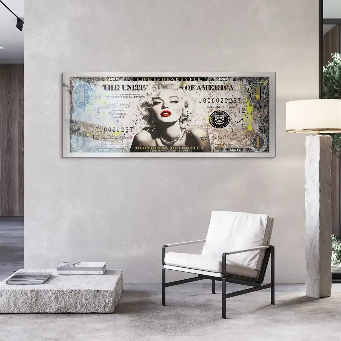 Marilyn Monroe Dollar Alu Dibond Gebürstet INGALERIE