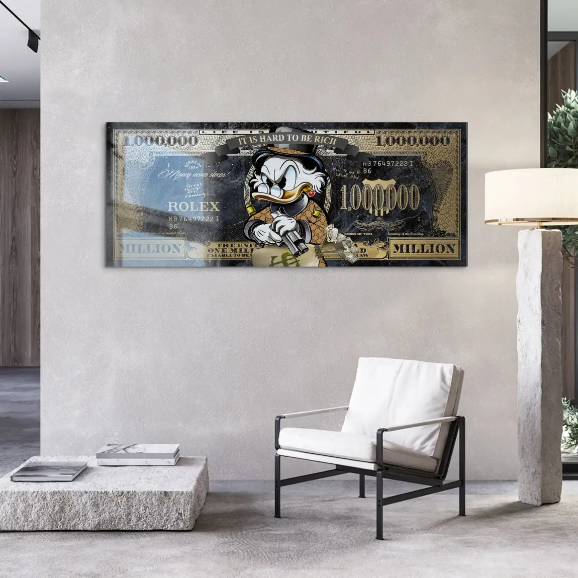 Dogobert Duck Cashed Out Pop Art Dollar Alu Gebürstet INGALERIE