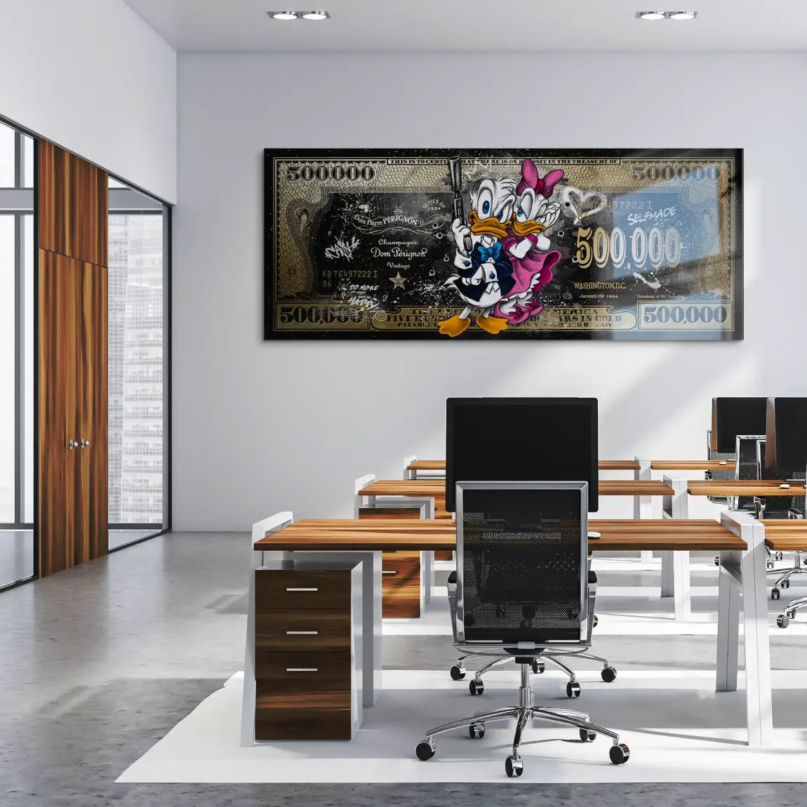 Donald & Daisy Duck Pop Art Dollar Alu Gebürstet Bild INGALERIE