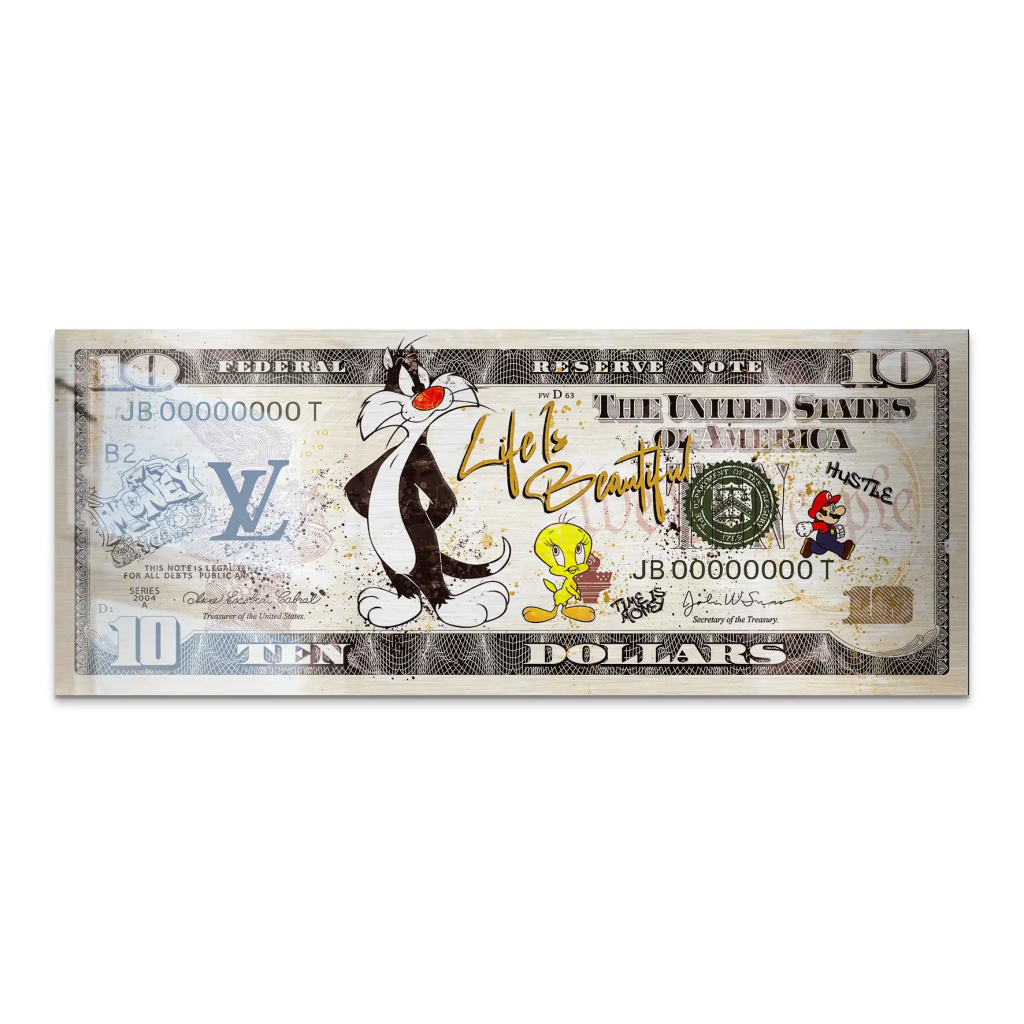Tweety und Sylverster Dollar AluDibond Gebürstet INGALERIE