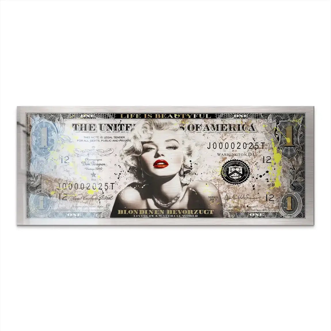 Marilyn Monroe Dollar Alu Dibond Gebürstet INGALERIE