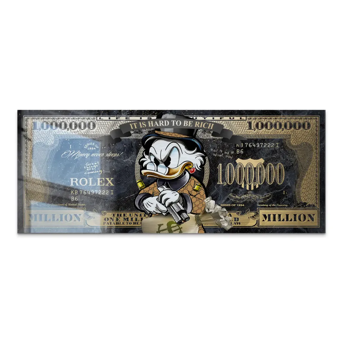 Dogobert Duck Cashed Out Pop Art Dollar Alu Gebürstet INGALERIE