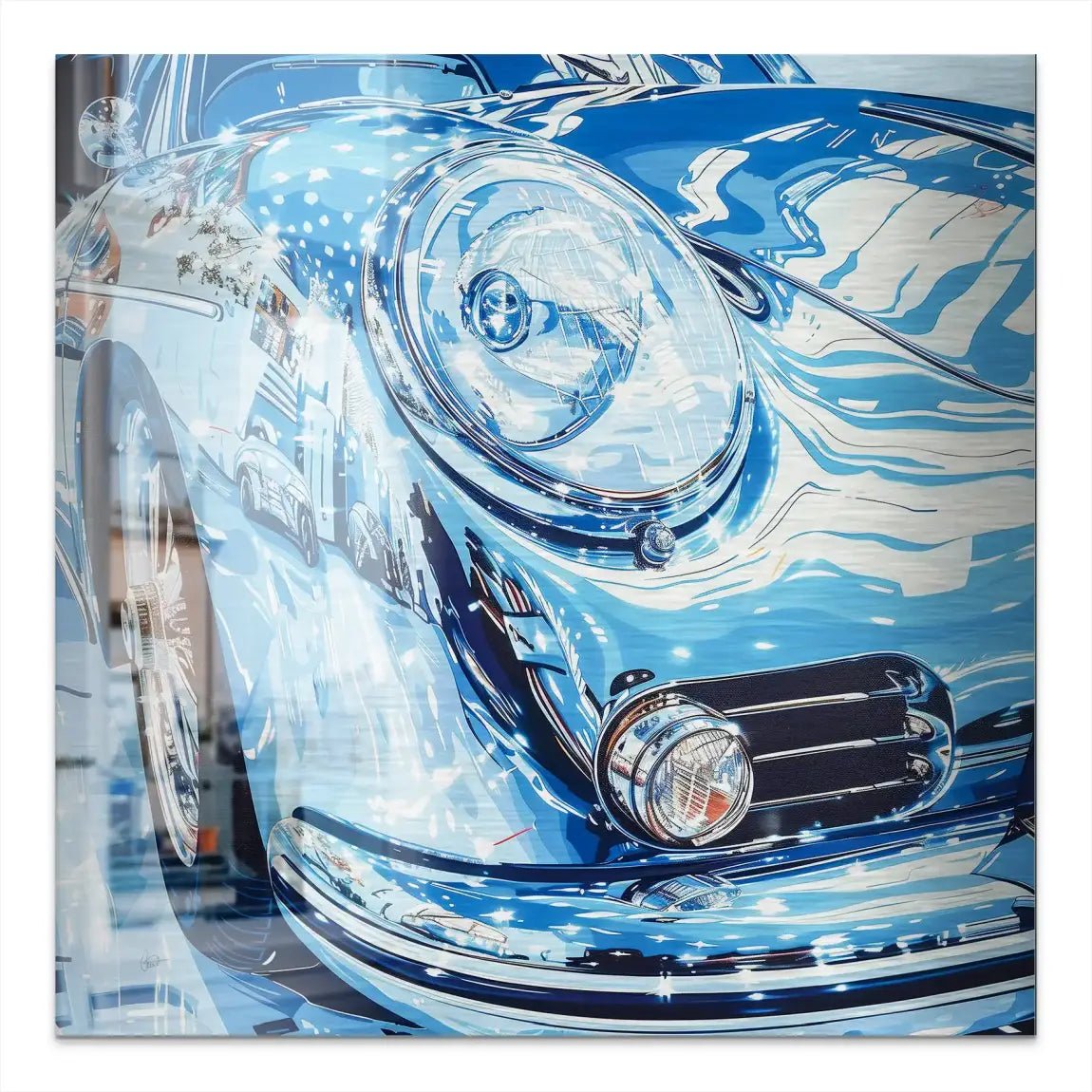 Porsche 356 Abstrakt Blue Alu Gebürstet INGALERIE