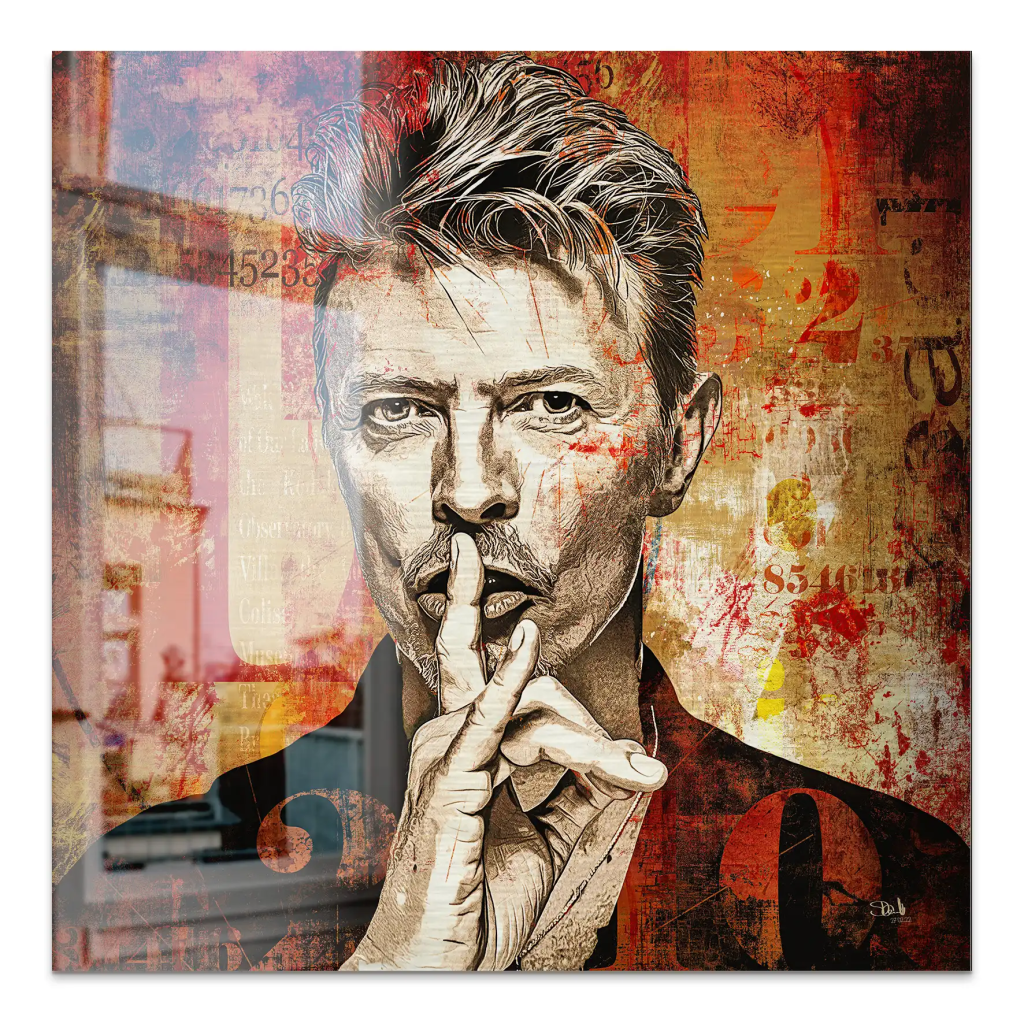 David Bowie Abstrakt Red Style Alu Gebürstet Bild INGALERIE