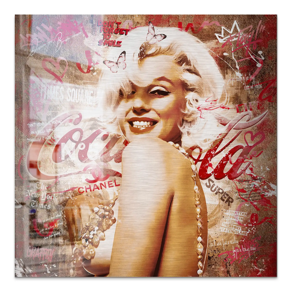 Marilyn Monroe Graffiti Retro Style Alu Gebürstet Bild INGALERIE