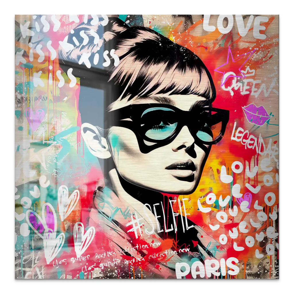 Audrey Hepburn Graffiti Alu Gebürstet Bild INGALERIE