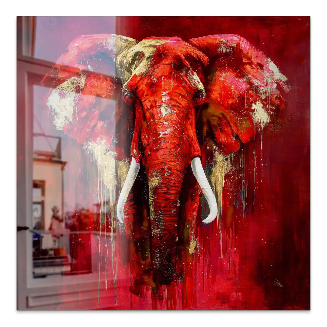 Roter Elefant Aluminiumbild gebürstet