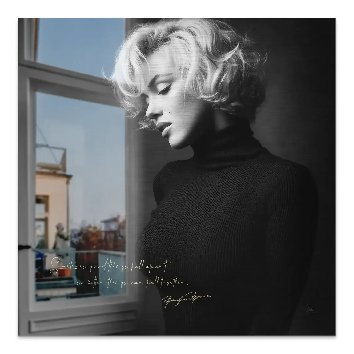 Marilyn Monroe Zitat Aluminiumbild gebürstet