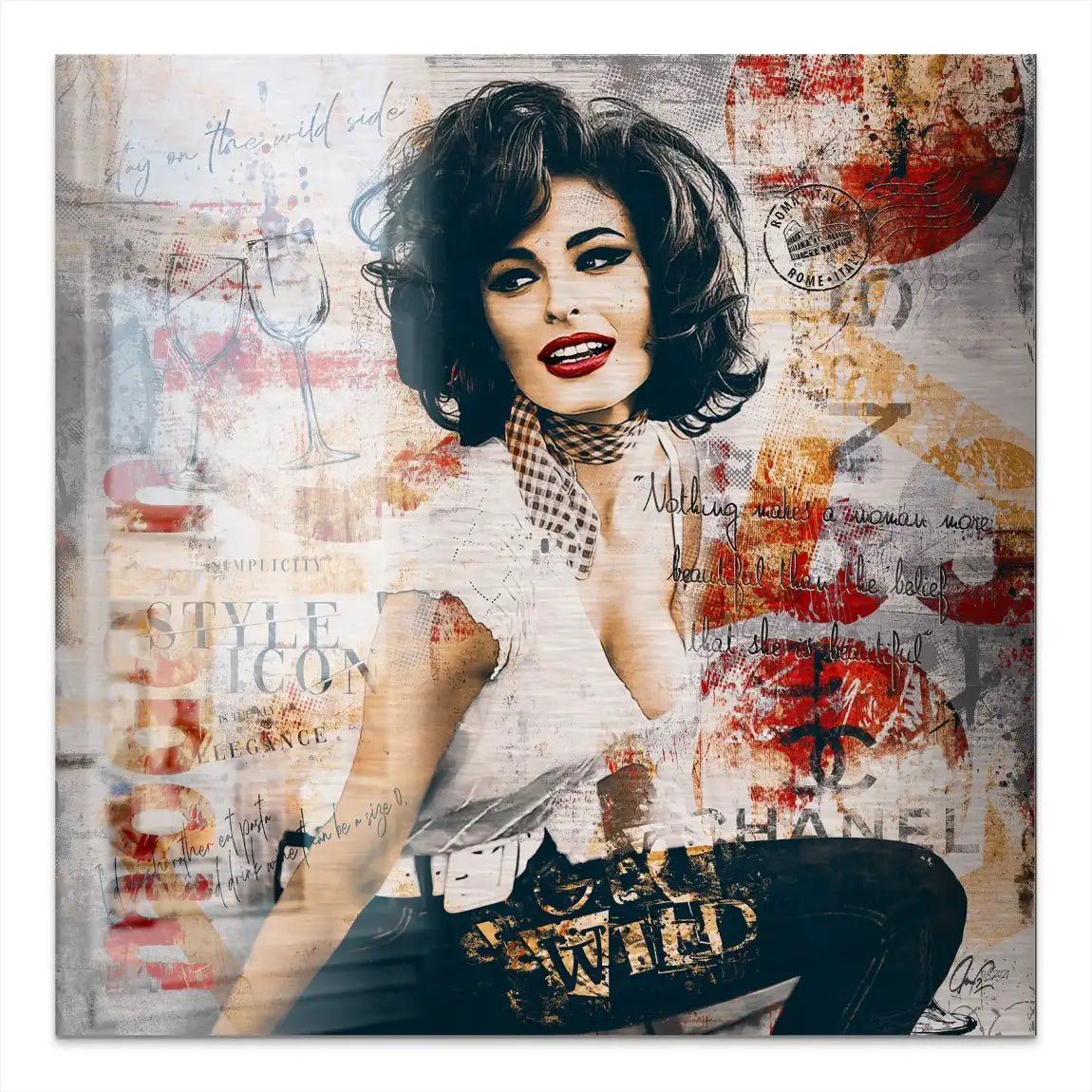 Sophia Loren Street Art Nr.2 Alu Gebürstet Bild INGALERIE