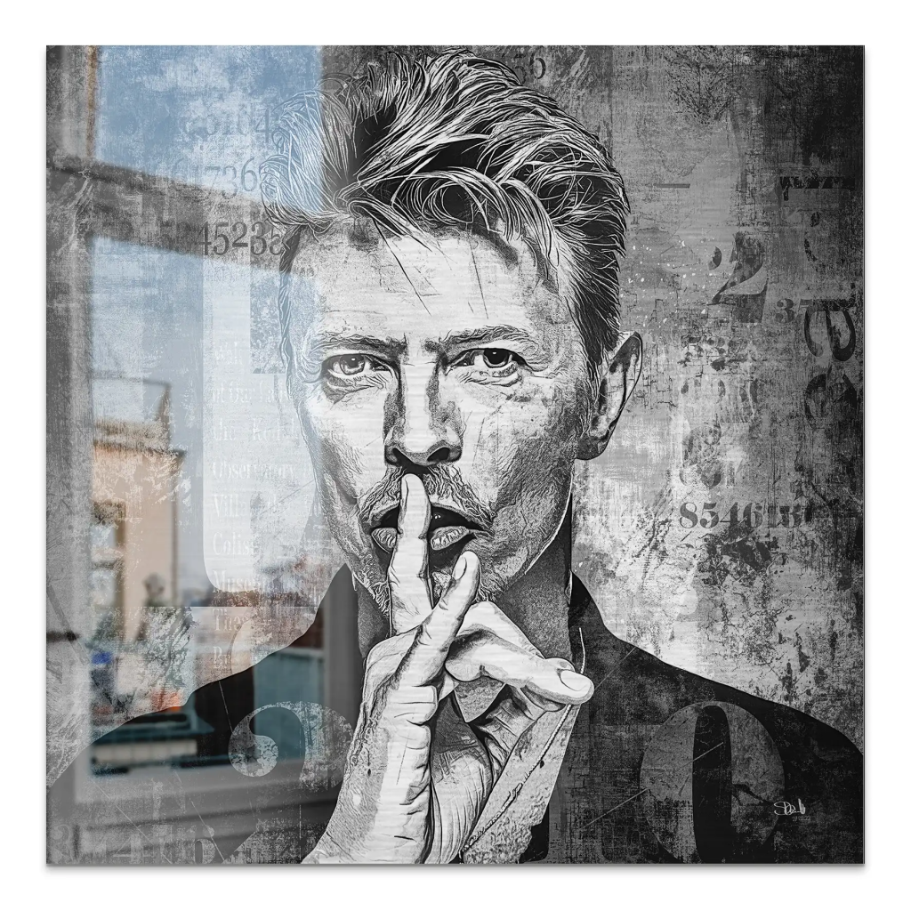 David Bowie Abstrakt Black Style Alu Gebürstet INGALERIE