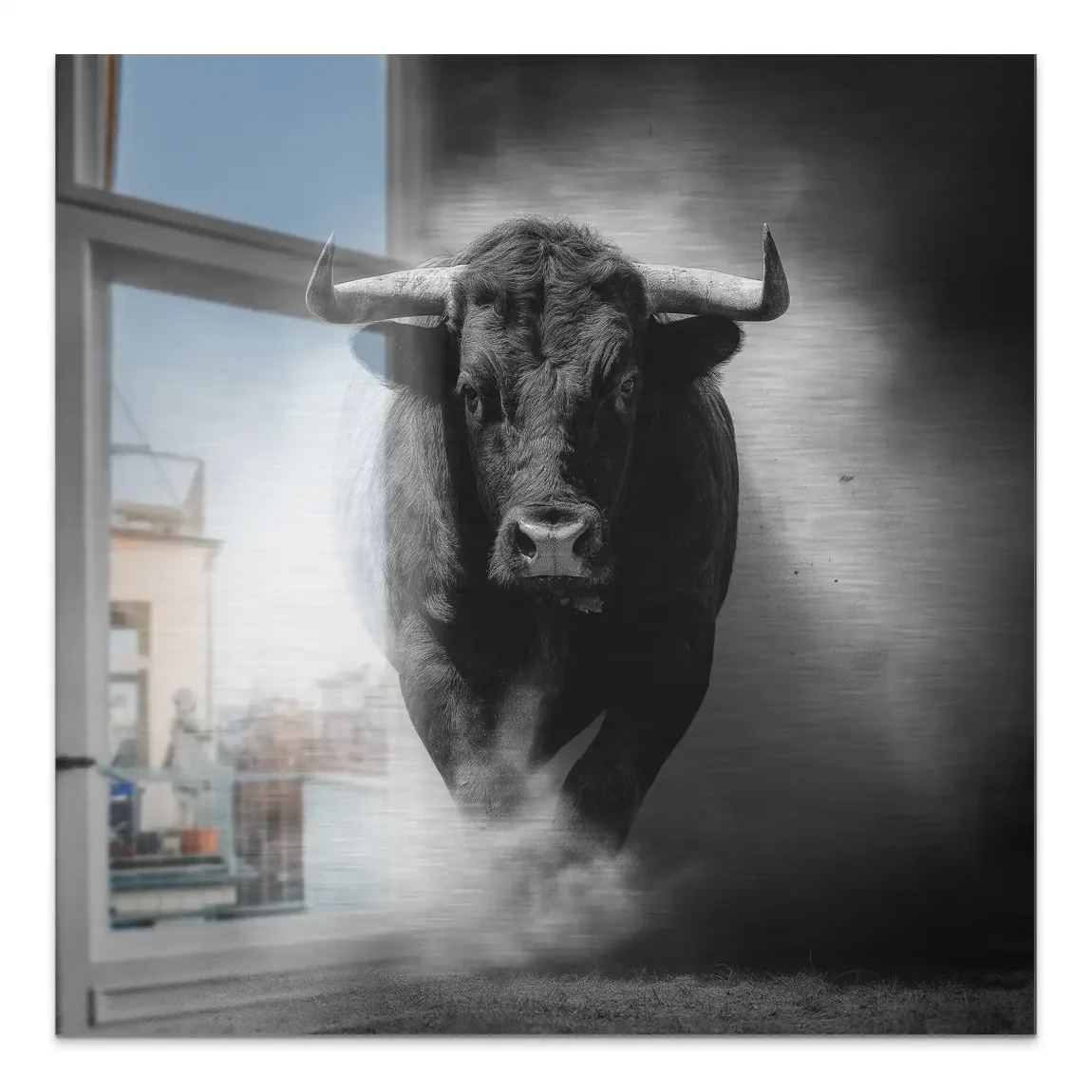 Stier Noir Aluminiumbild gebürstet