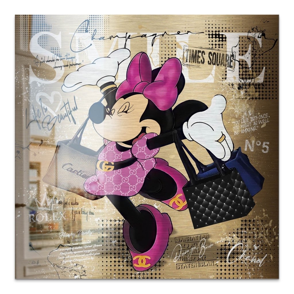 Minnie Smile Gold Pop Art Alu Gebürstet INGALERIE