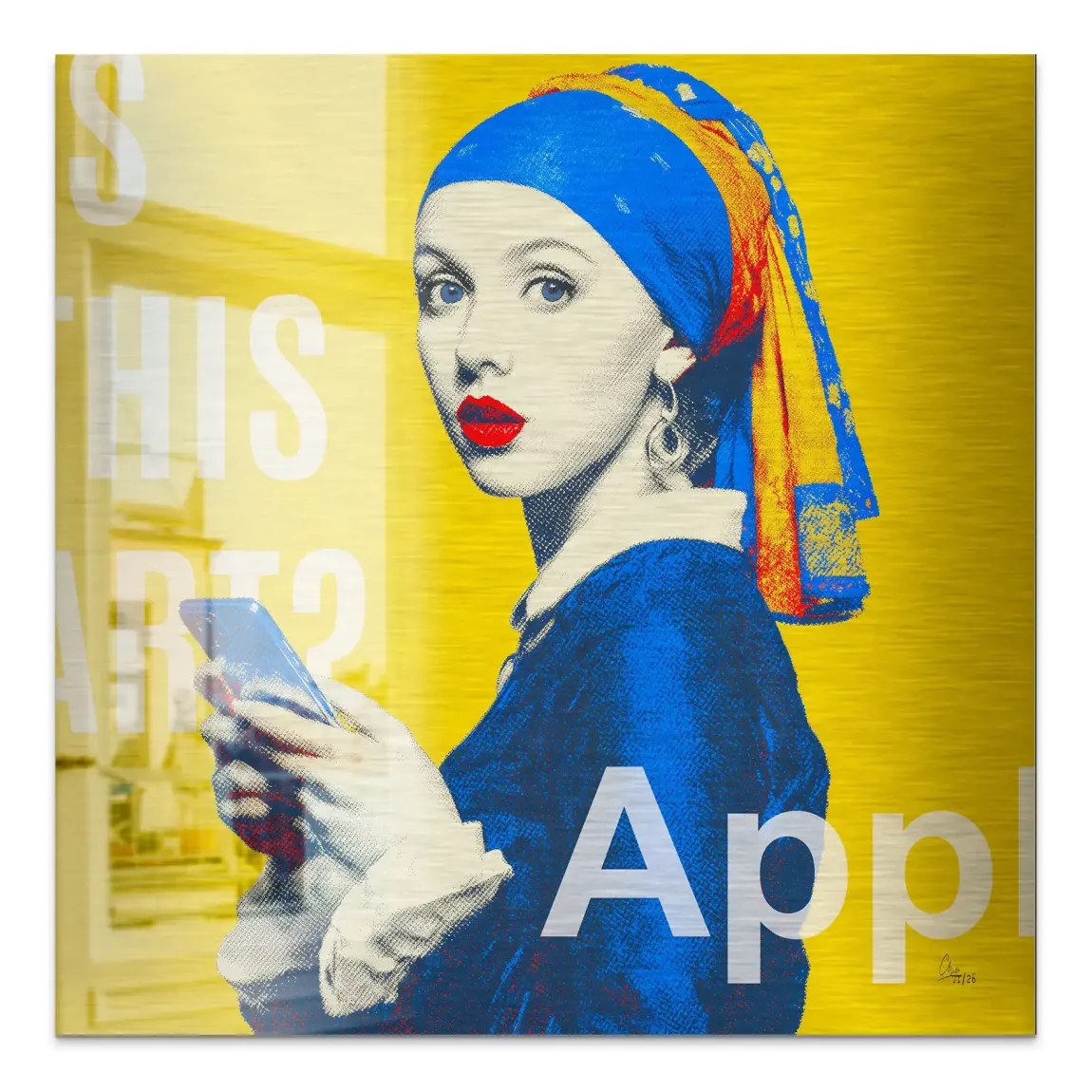 Das Mädchen mit dem Perlenohrring Alu Gebürstet Bild