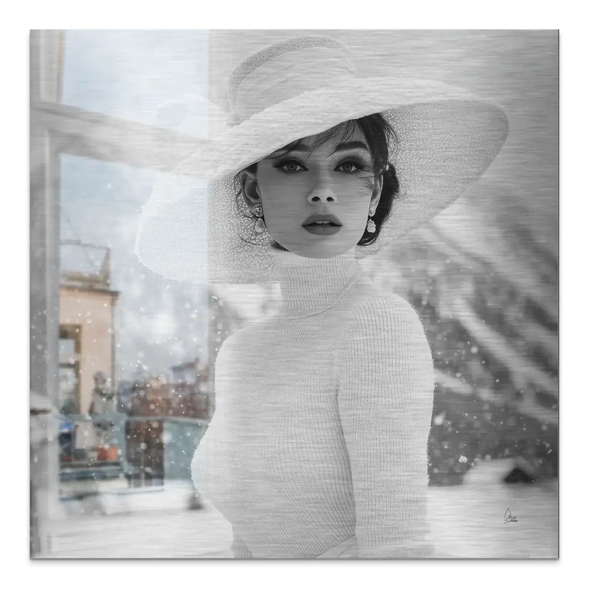 Audrey Hepburn Aspen Portrait Alu Gebürstet Bild
