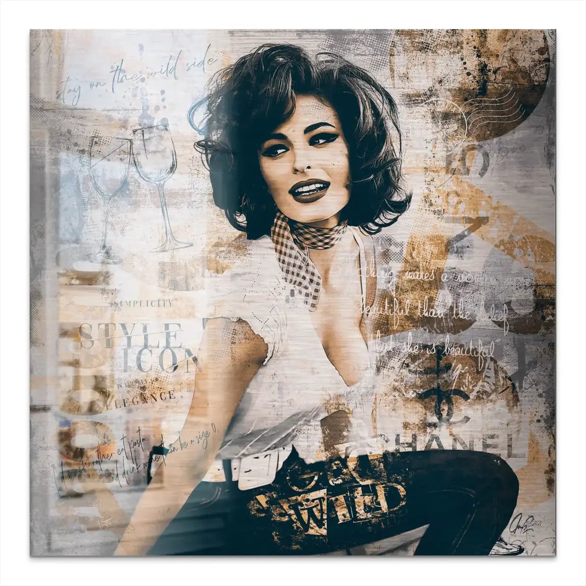 Sophia Loren Street Art Alu Gebürstet Bild INGALERIE